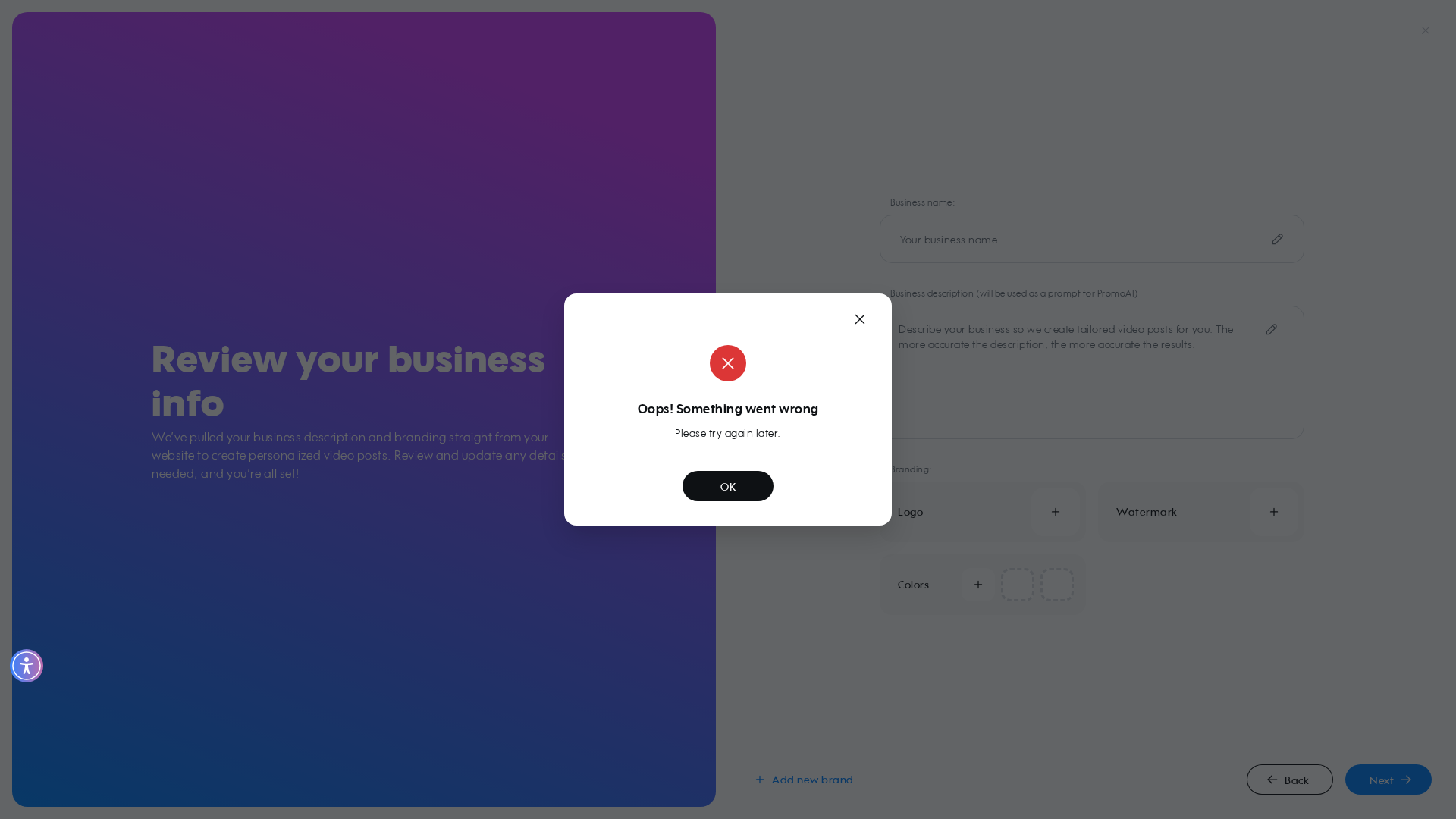 Test failure screenshot